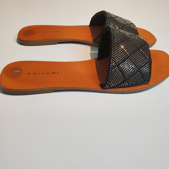 Tahari embellished metallic slide sandals in size 9 - Picture 4 of 6